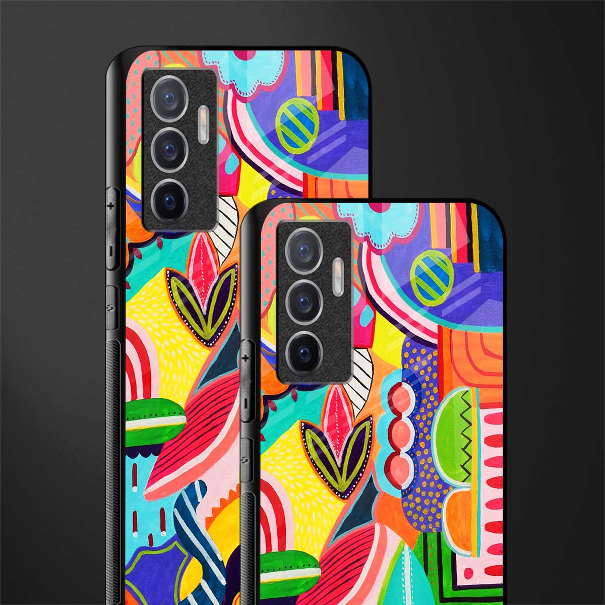retro abstract glass case for vivo v23e image-2