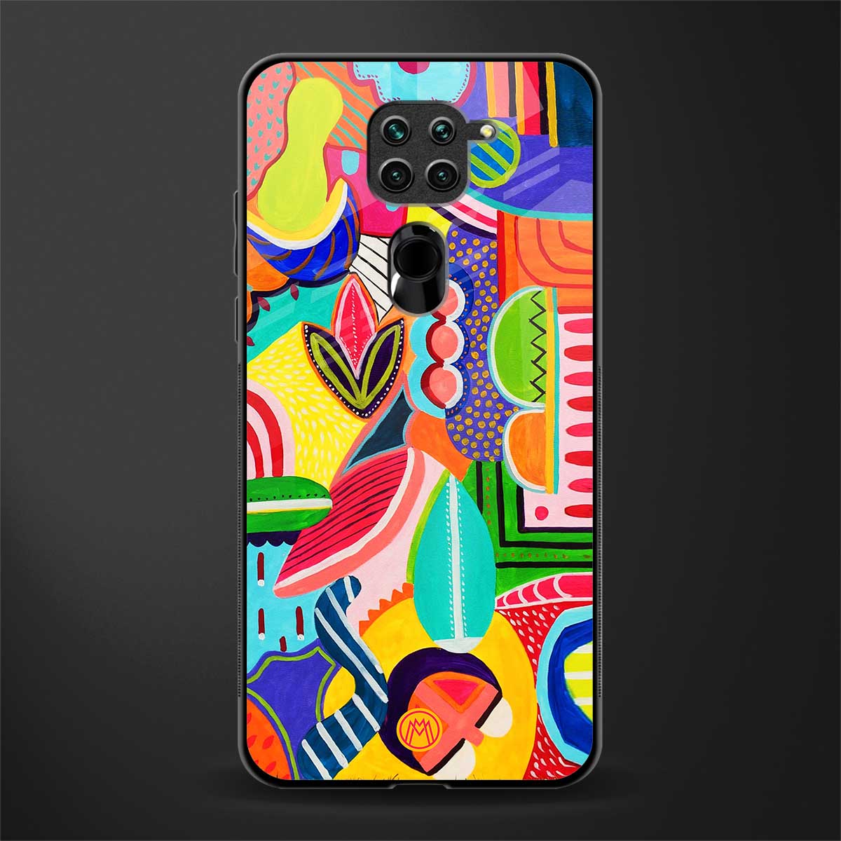 retro abstract glass case for redmi note 9 image
