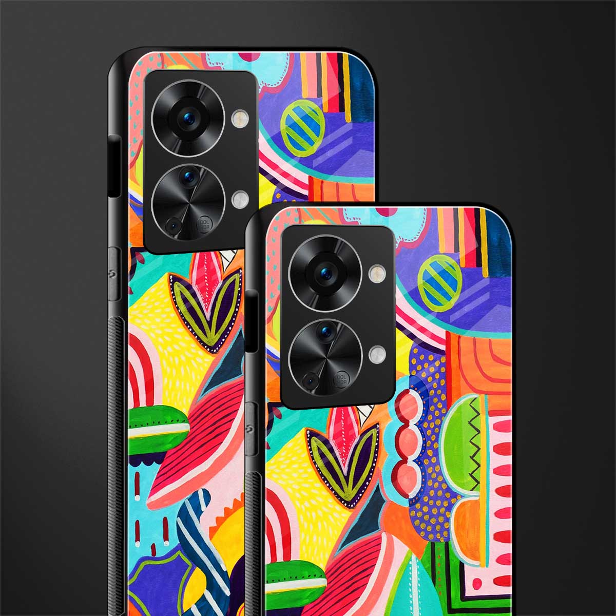 retro abstract glass case for phone case | glass case for oneplus nord 2t 5g