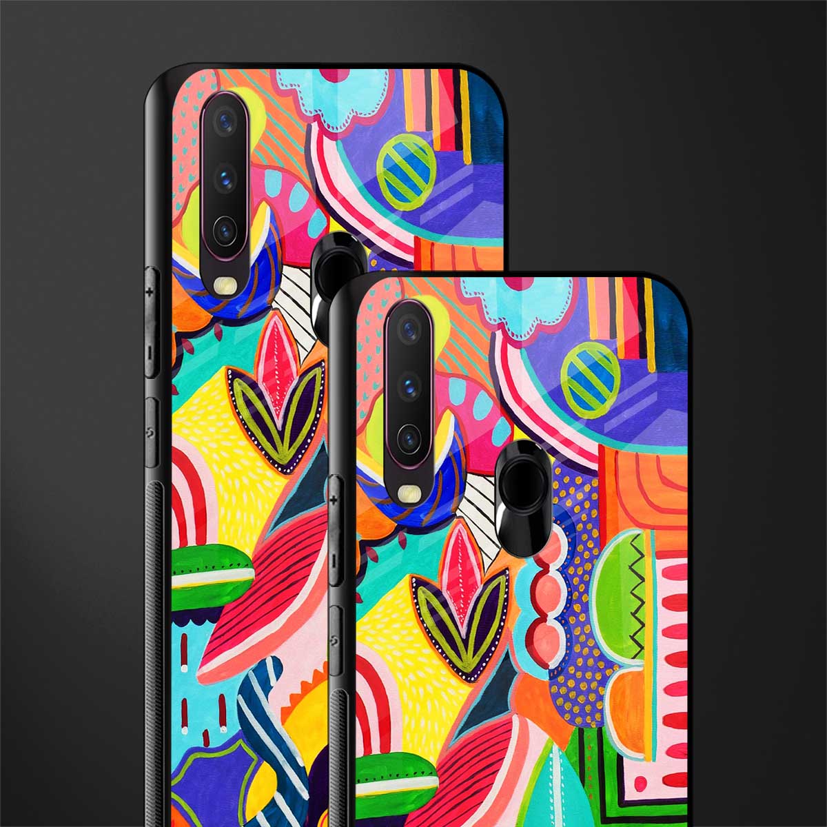 retro abstract glass case for vivo y15 image-2