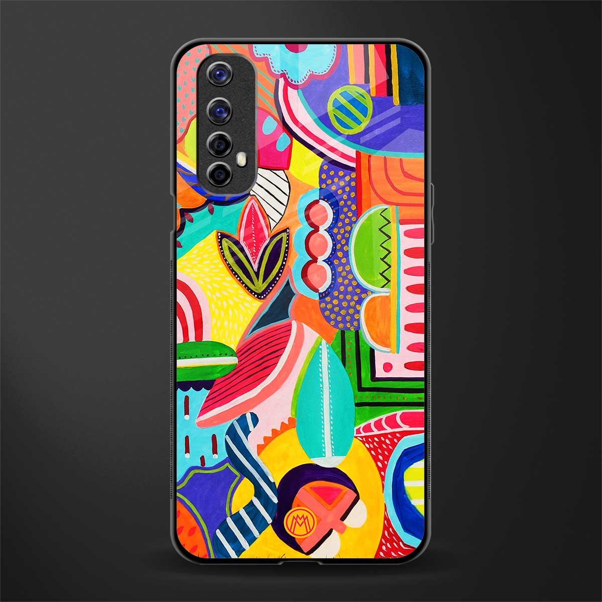 retro abstract glass case for realme 7 image