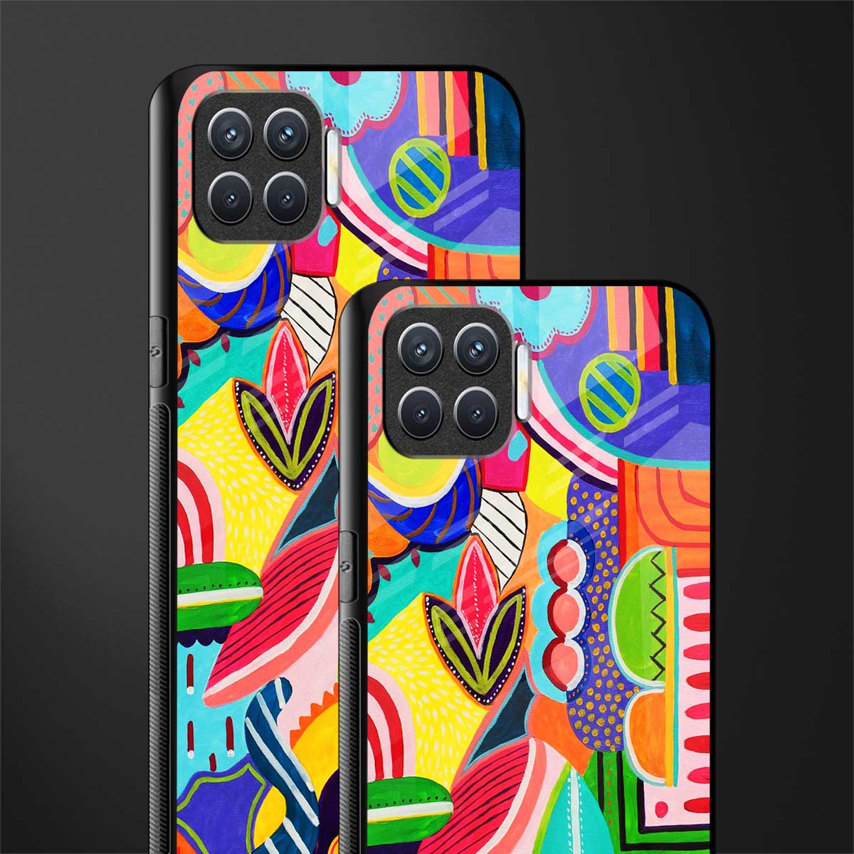 retro abstract glass case for oppo f17 pro image-2