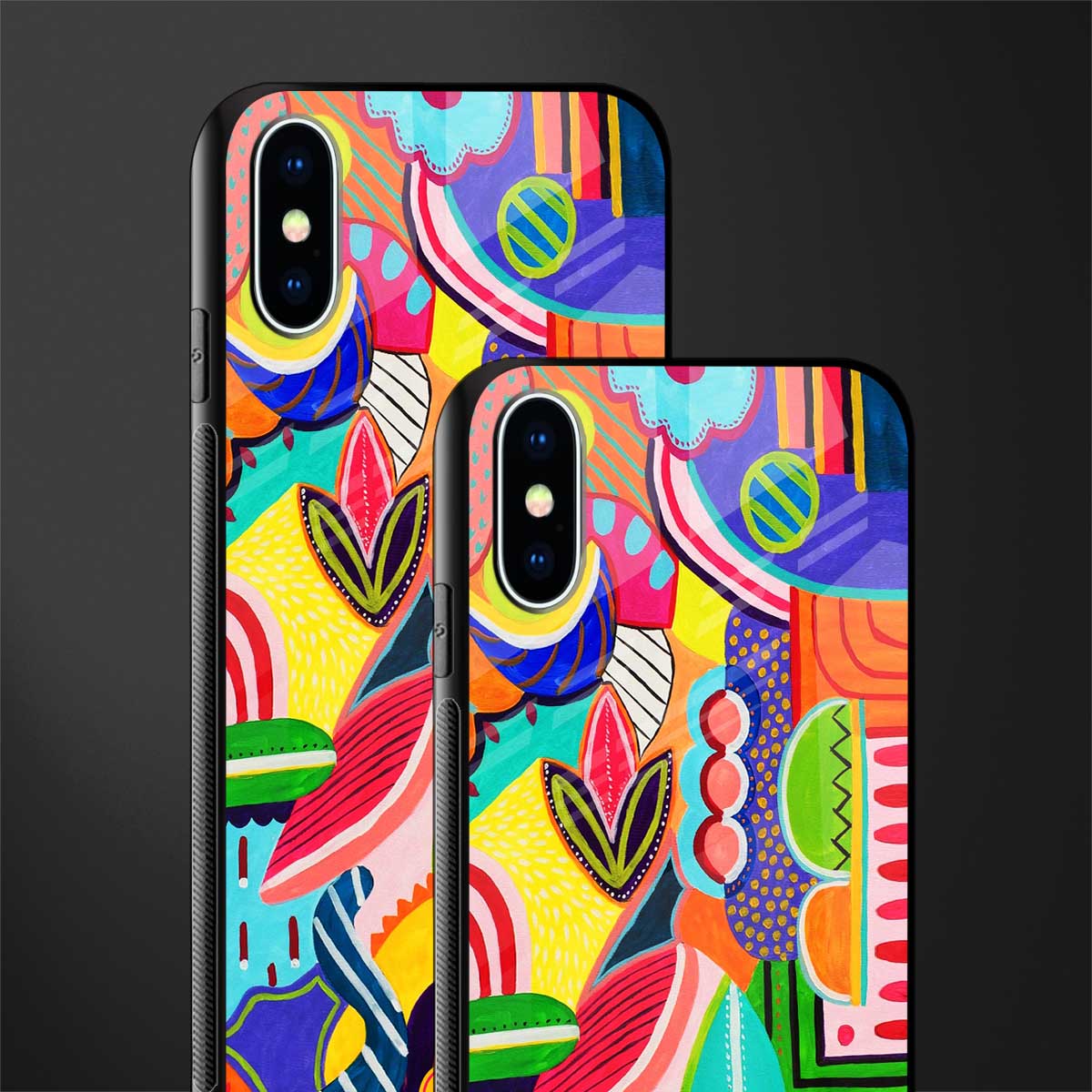 retro abstract glass case for iphone x image-2
