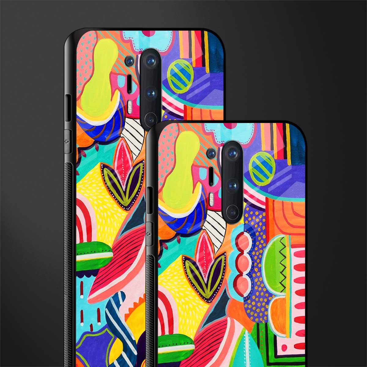 retro abstract glass case for oneplus 8 pro image-2