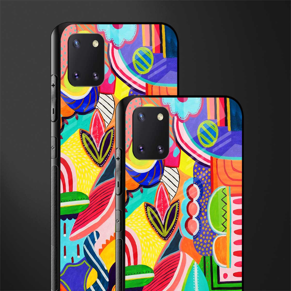retro abstract glass case for samsung a81 image-2