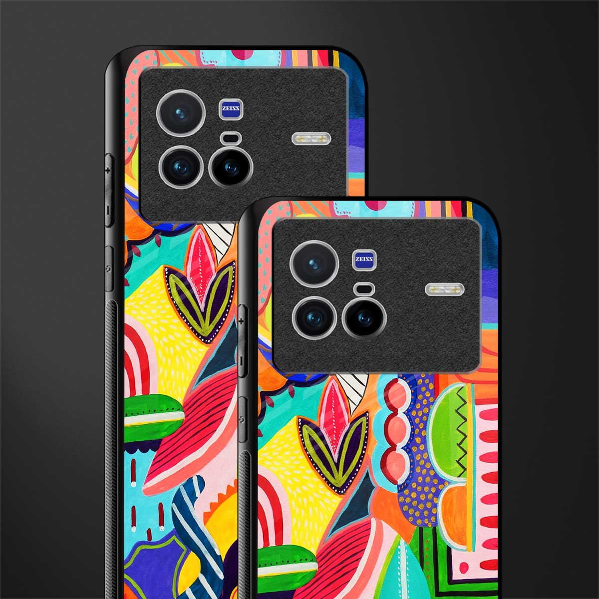 retro abstract glass case for vivo x80 image-2