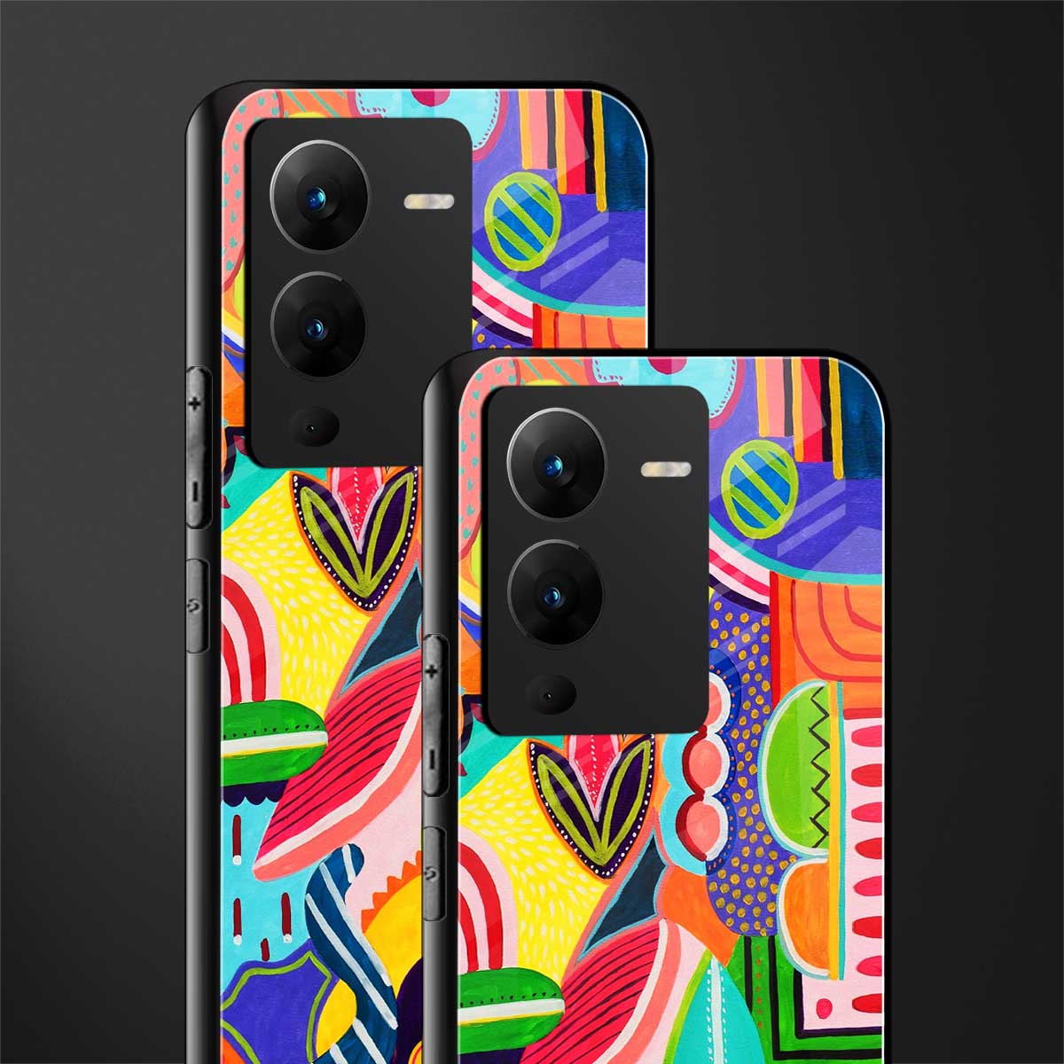 retro abstract back phone cover | glass case for vivo v25 pro 5g
