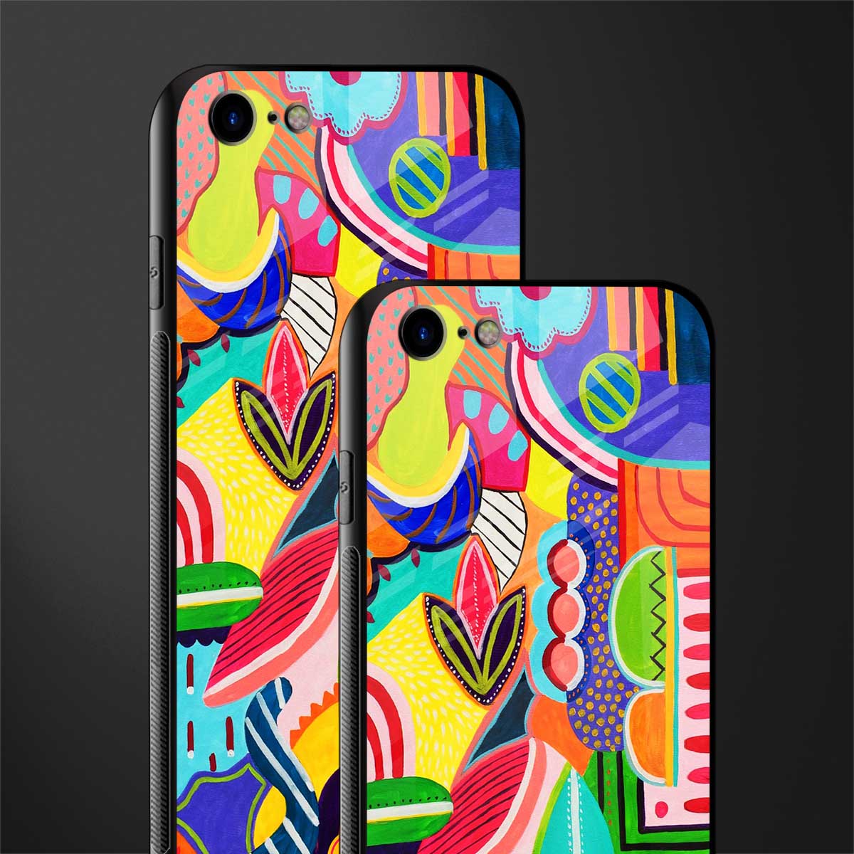 retro abstract glass case for iphone se 2020 image-2