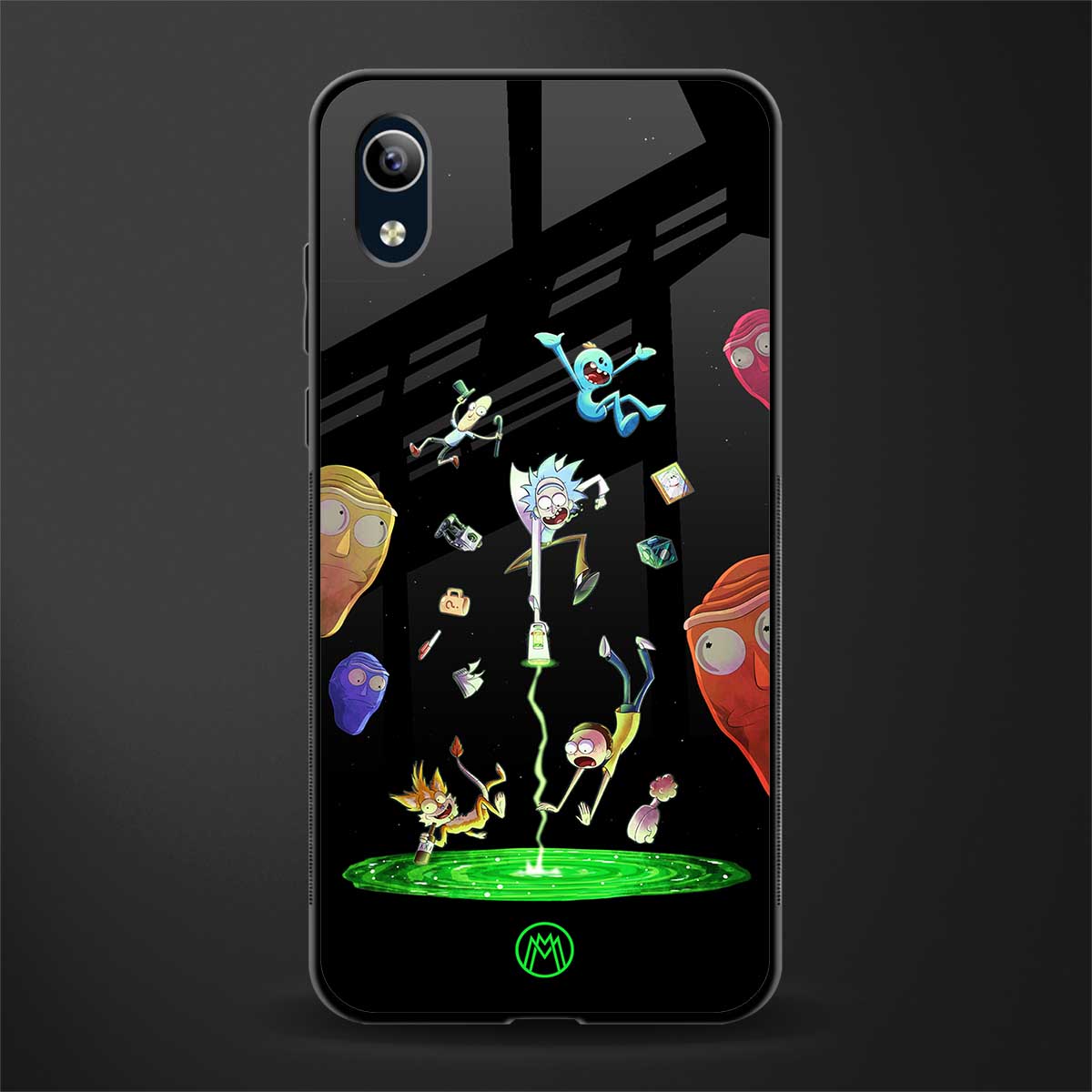 rick and morty amoled glass case for vivo y1s without fingerprint image