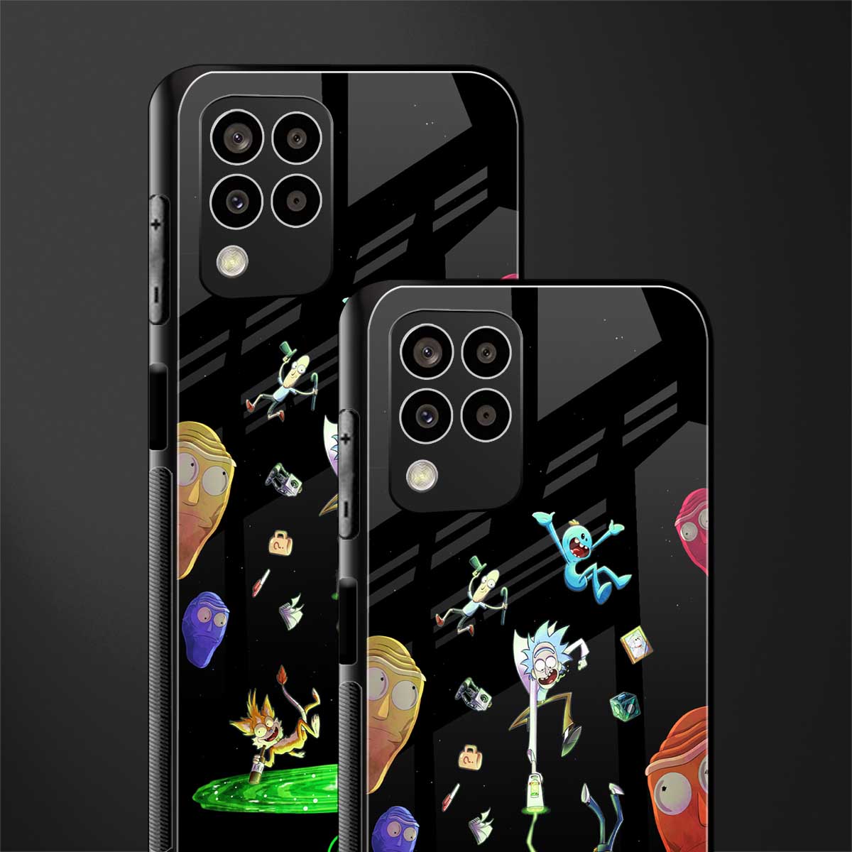 rick and morty amoled back phone cover | glass case for samsung galaxy m33 5g