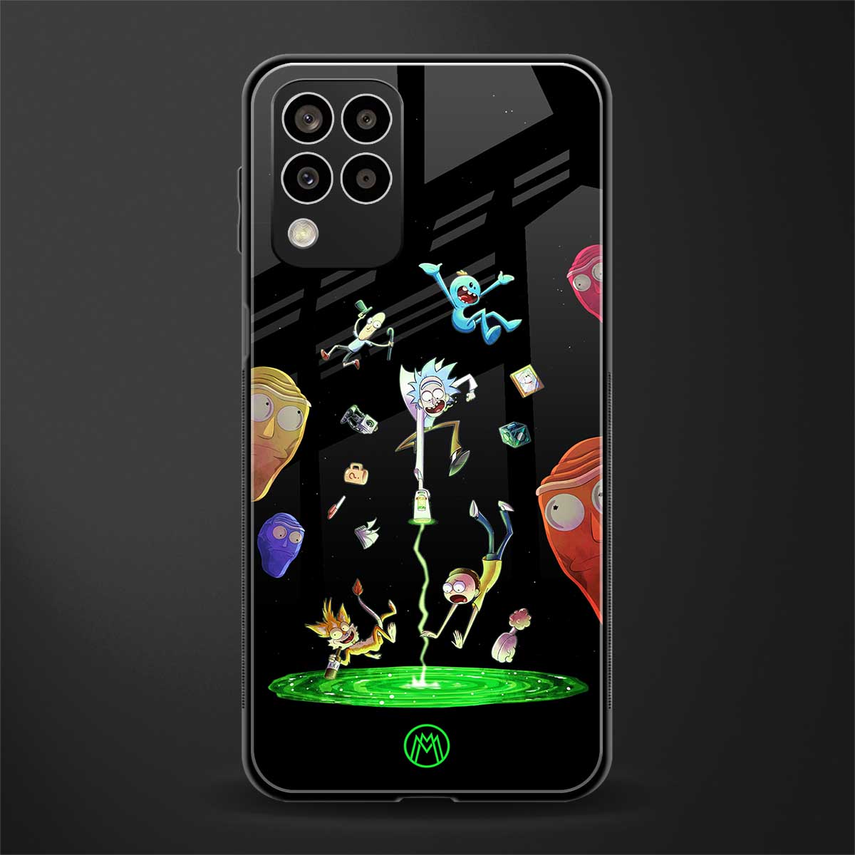 rick and morty amoled back phone cover | glass case for samsung galaxy m33 5g