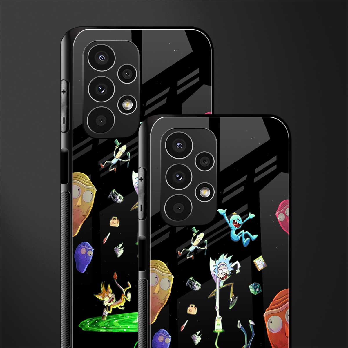rick and morty amoled back phone cover | glass case for samsung galaxy a13 4g