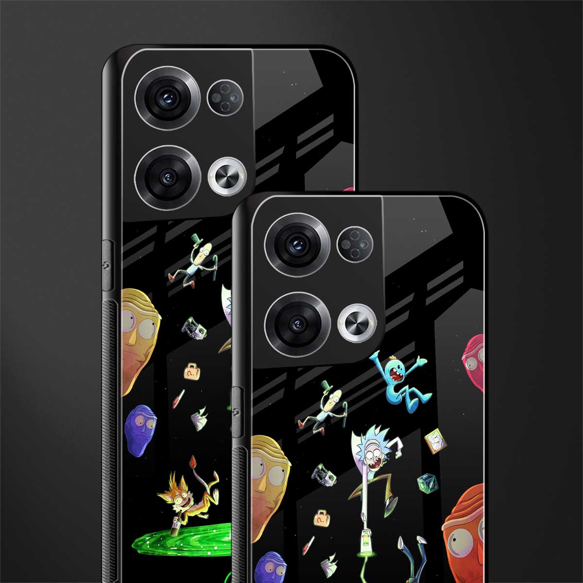 rick and morty amoled back phone cover | glass case for oppo reno 8