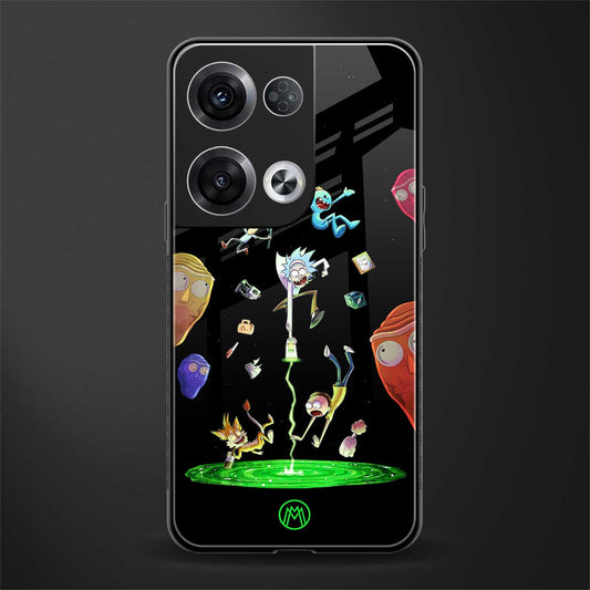 rick and morty amoled back phone cover | glass case for oppo reno 8
