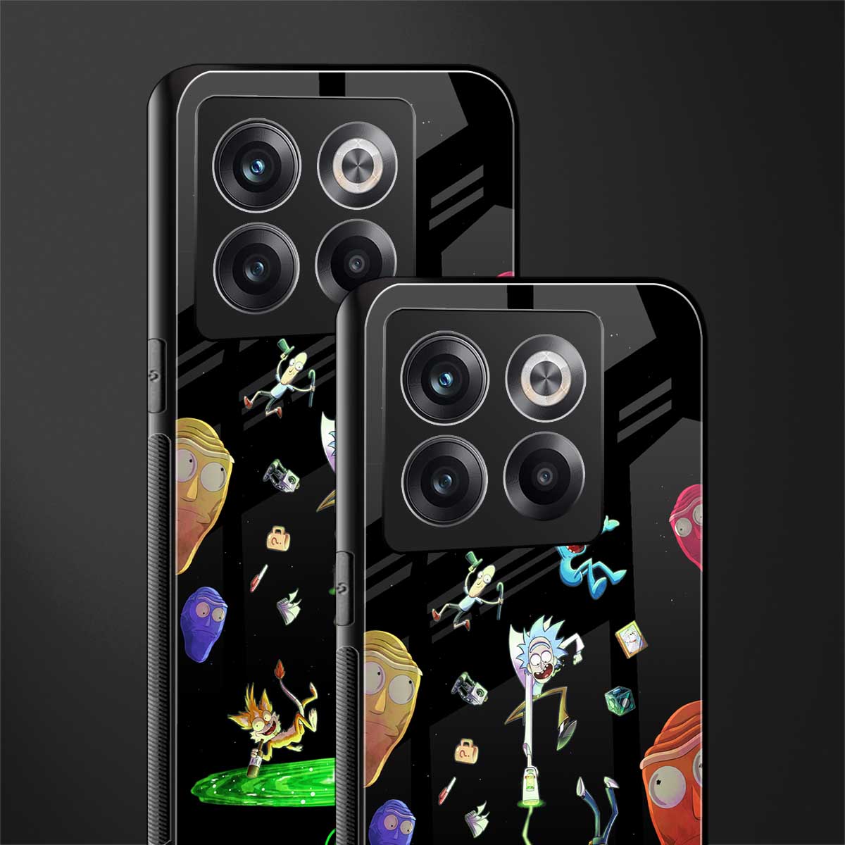 rick and morty amoled back phone cover | glass case for oneplus 10t