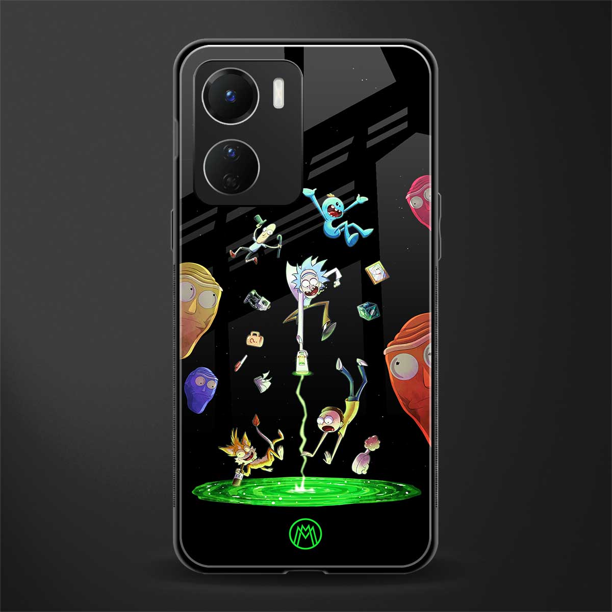 rick and morty amoled back phone cover | glass case for vivo y16
