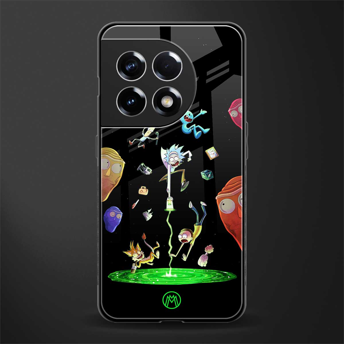 rick and morty amoled back phone cover | glass case for oneplus 11r