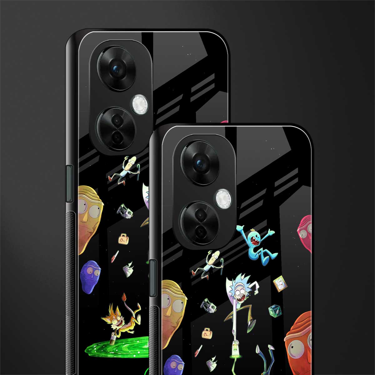 rick and morty amoled back phone cover | glass case for oneplus nord ce 3 lite