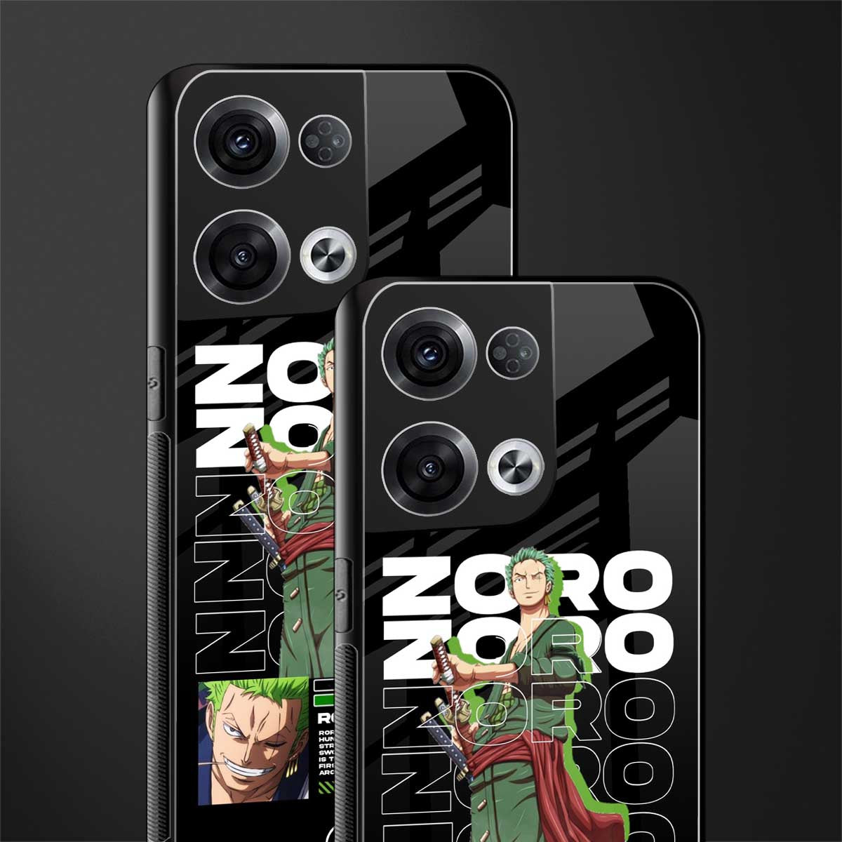 roronoa zoro back phone cover | glass case for oppo reno 8