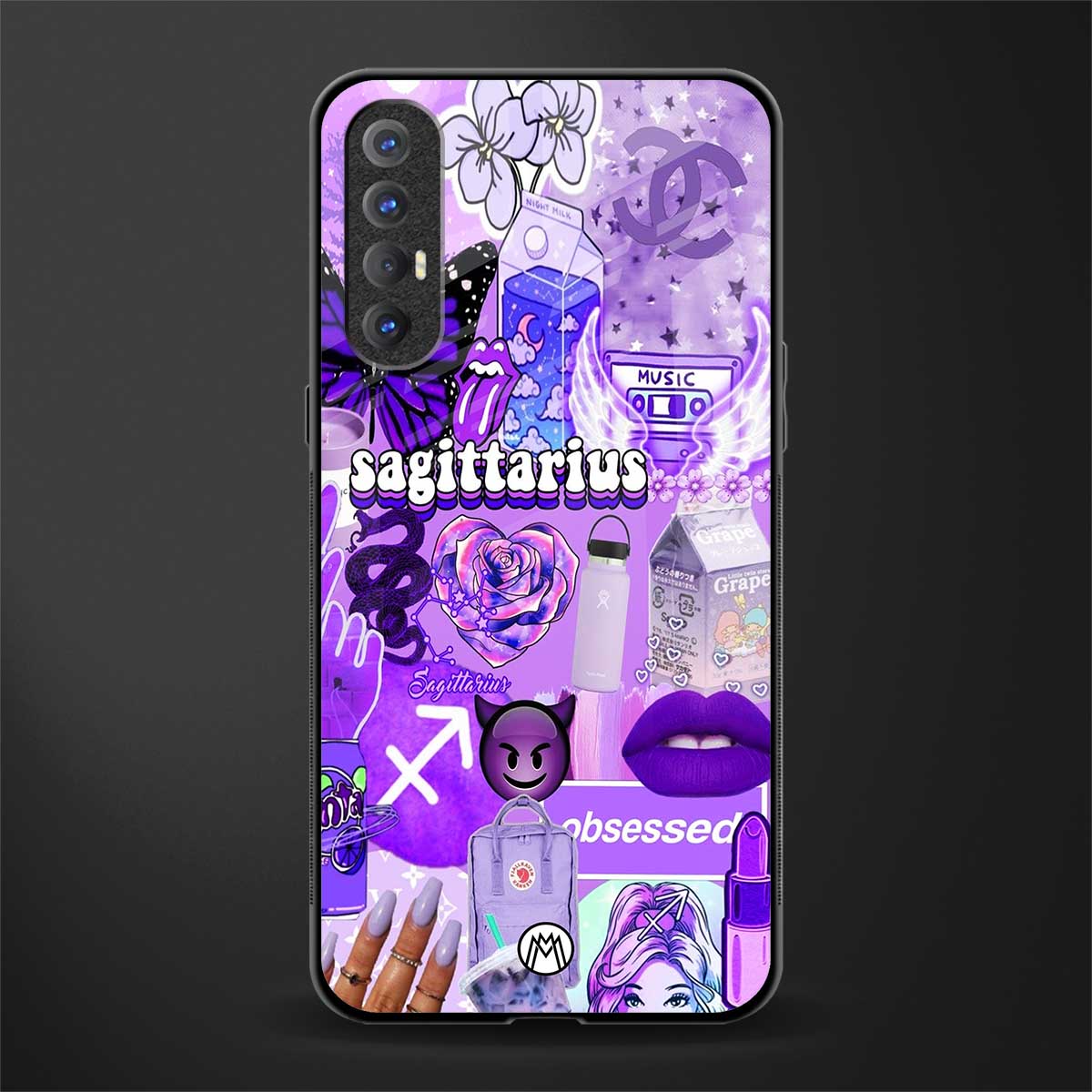 sagittarius aesthetic collage glass case for oppo reno 3 pro image