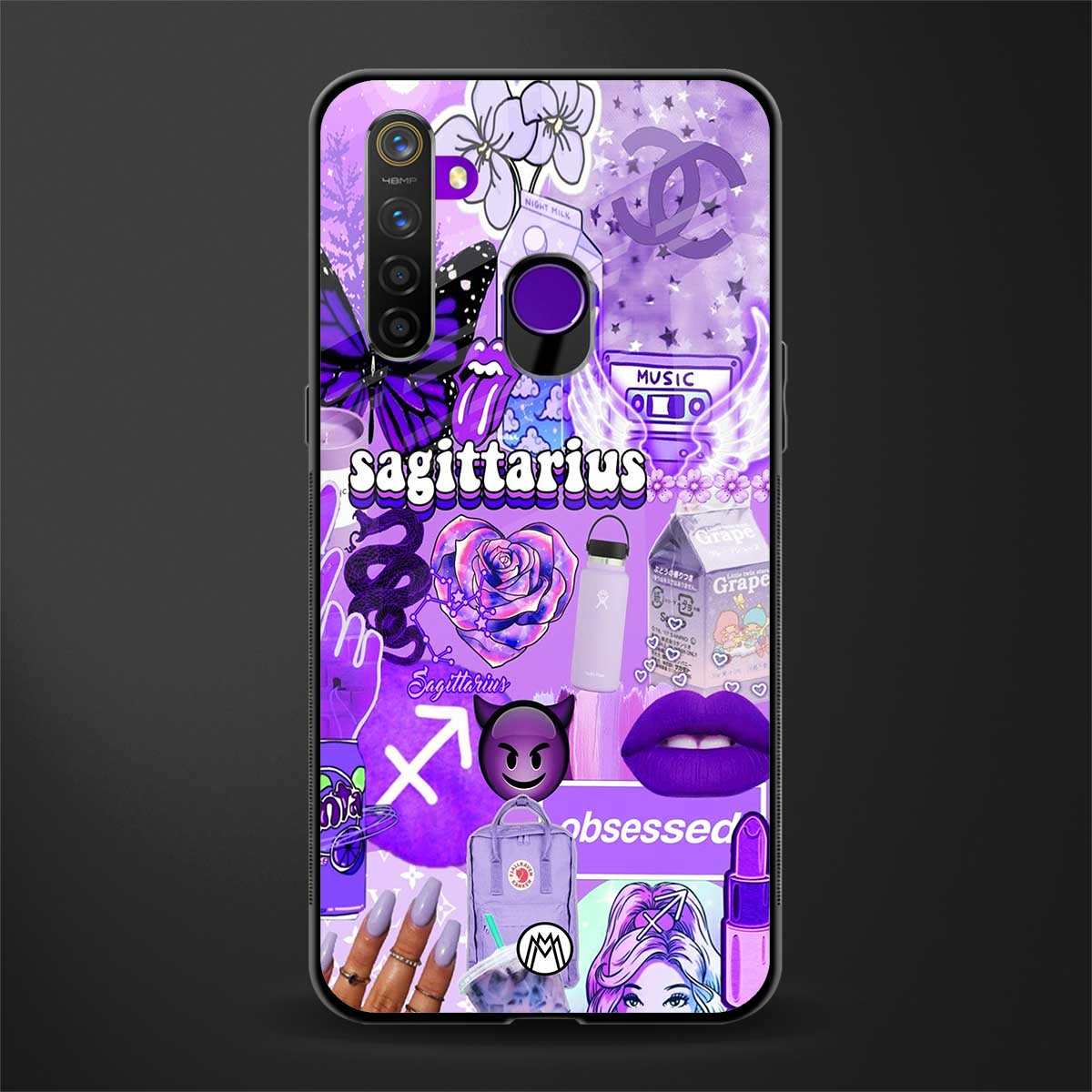 sagittarius aesthetic collage glass case for realme 5s image