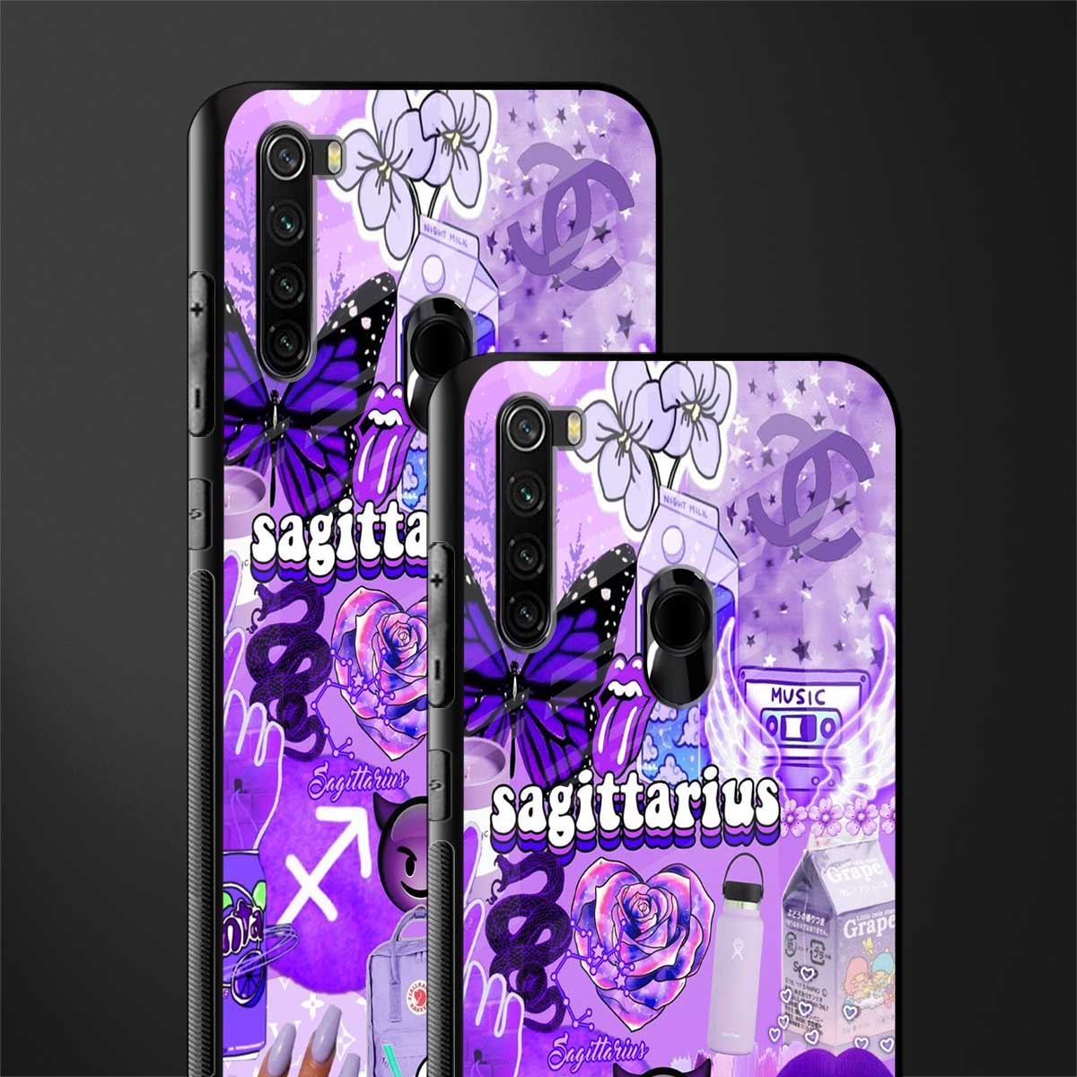 sagittarius aesthetic collage glass case for redmi note 8 image-2