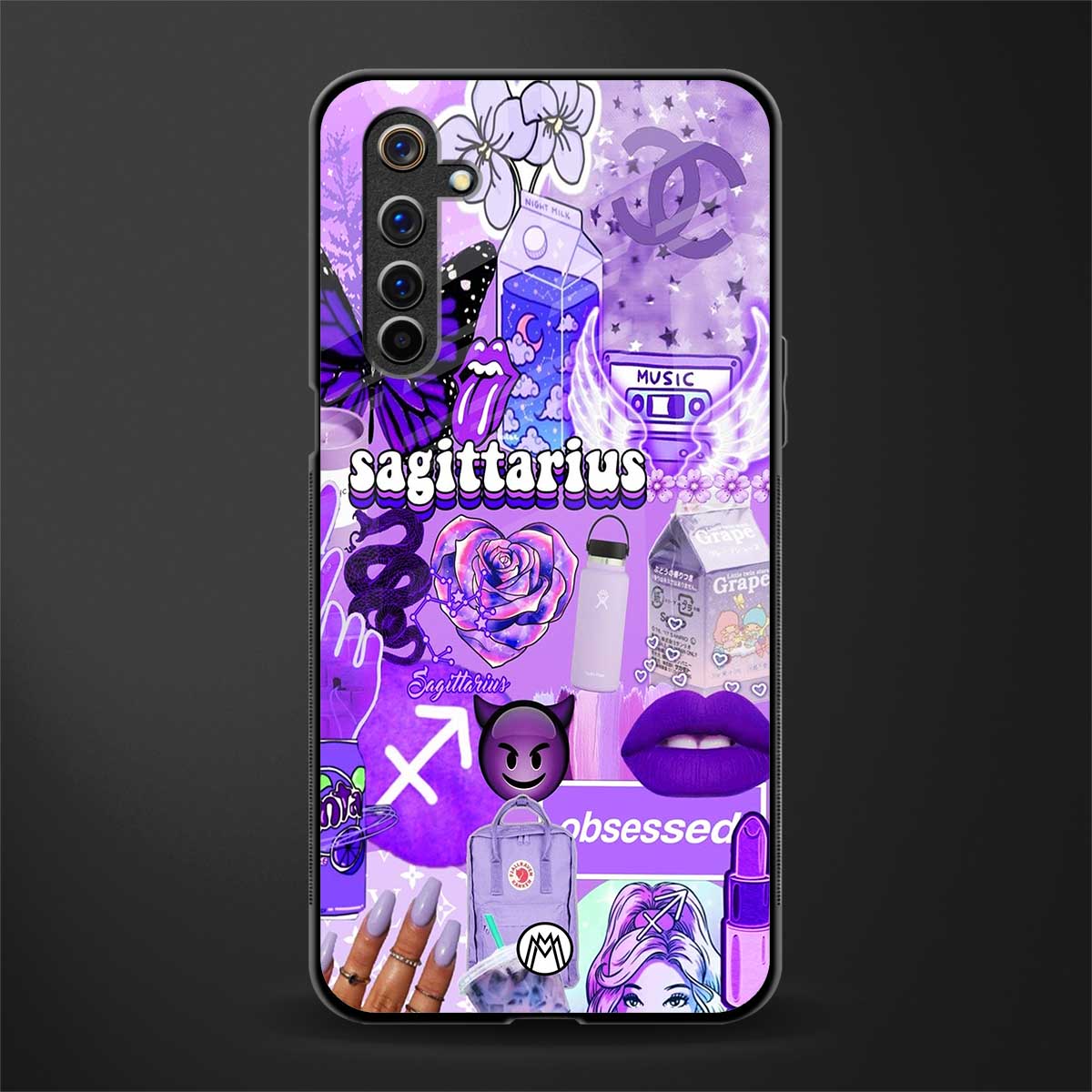 sagittarius aesthetic collage glass case for realme 6 image