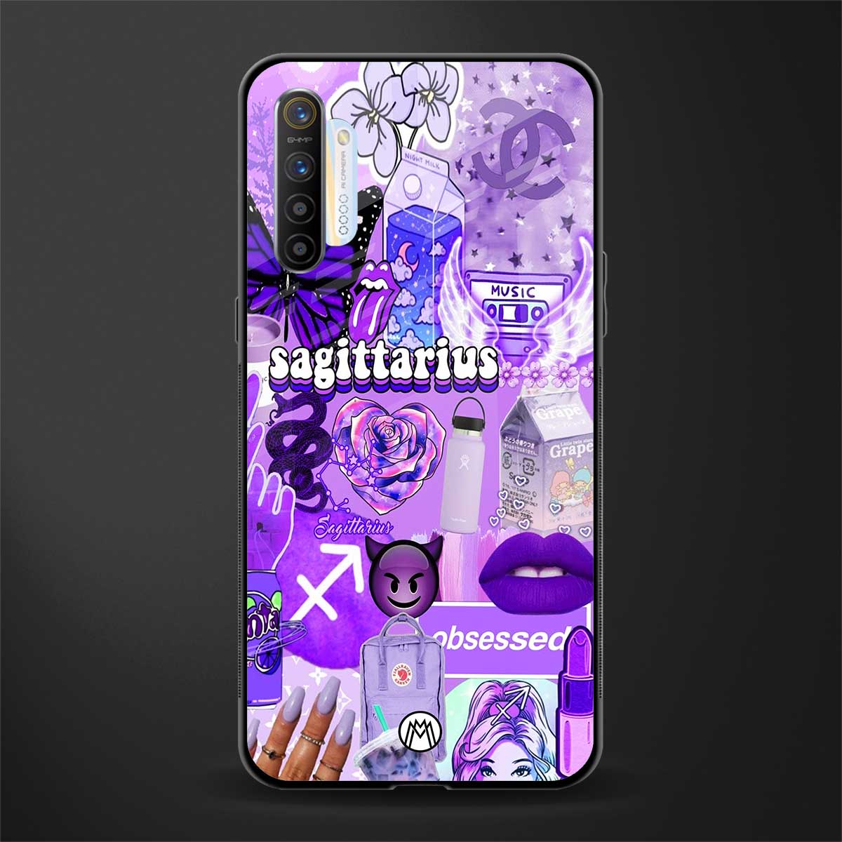 sagittarius aesthetic collage glass case for realme x2 image