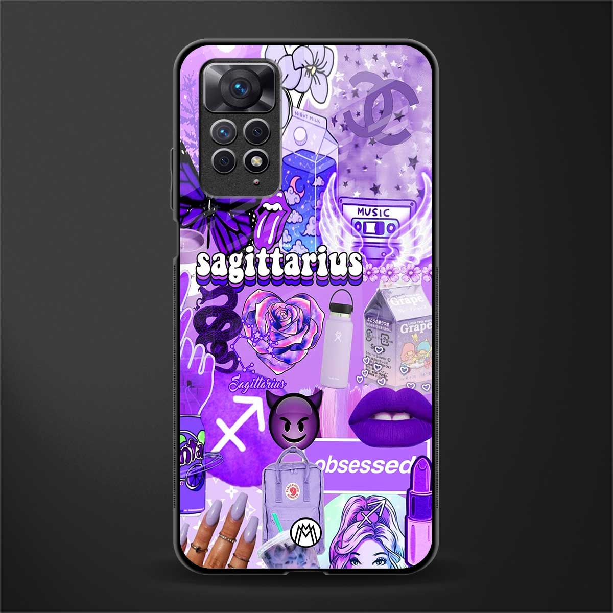 sagittarius aesthetic collage glass case for redmi note 11s image