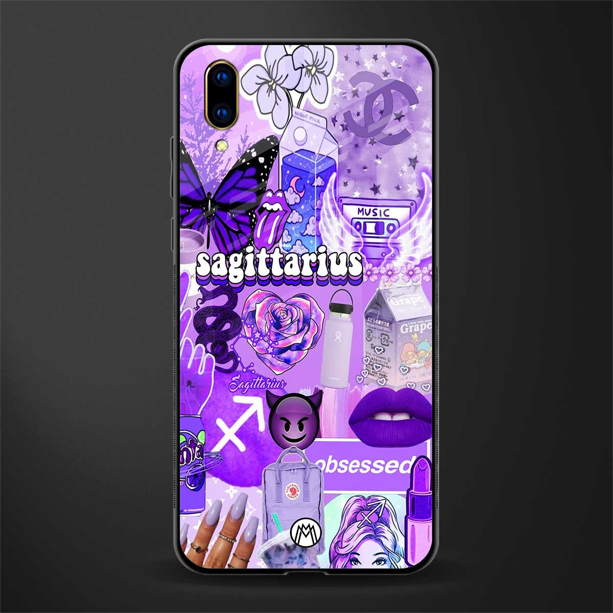 sagittarius aesthetic collage glass case for vivo v11 pro image