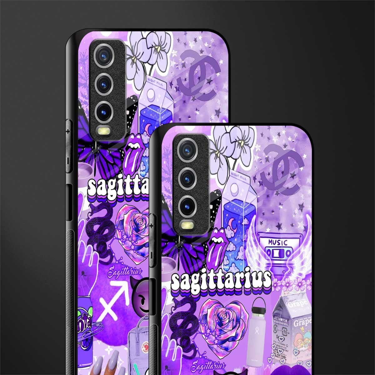 sagittarius aesthetic collage glass case for vivo y12s image-2