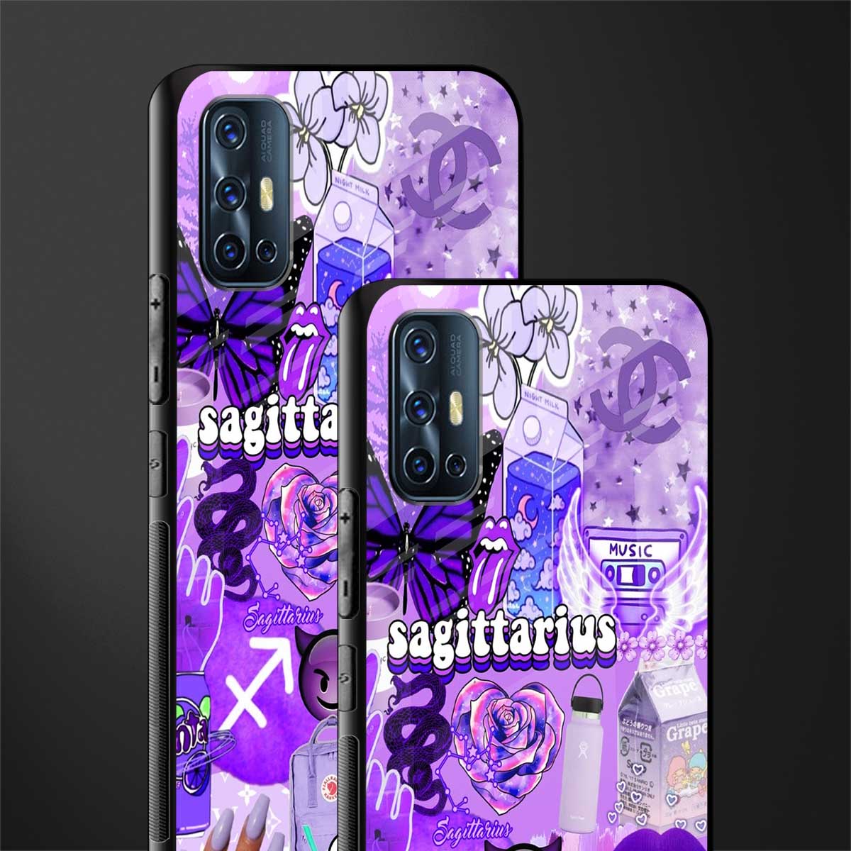 sagittarius aesthetic collage glass case for vivo v17 image-2