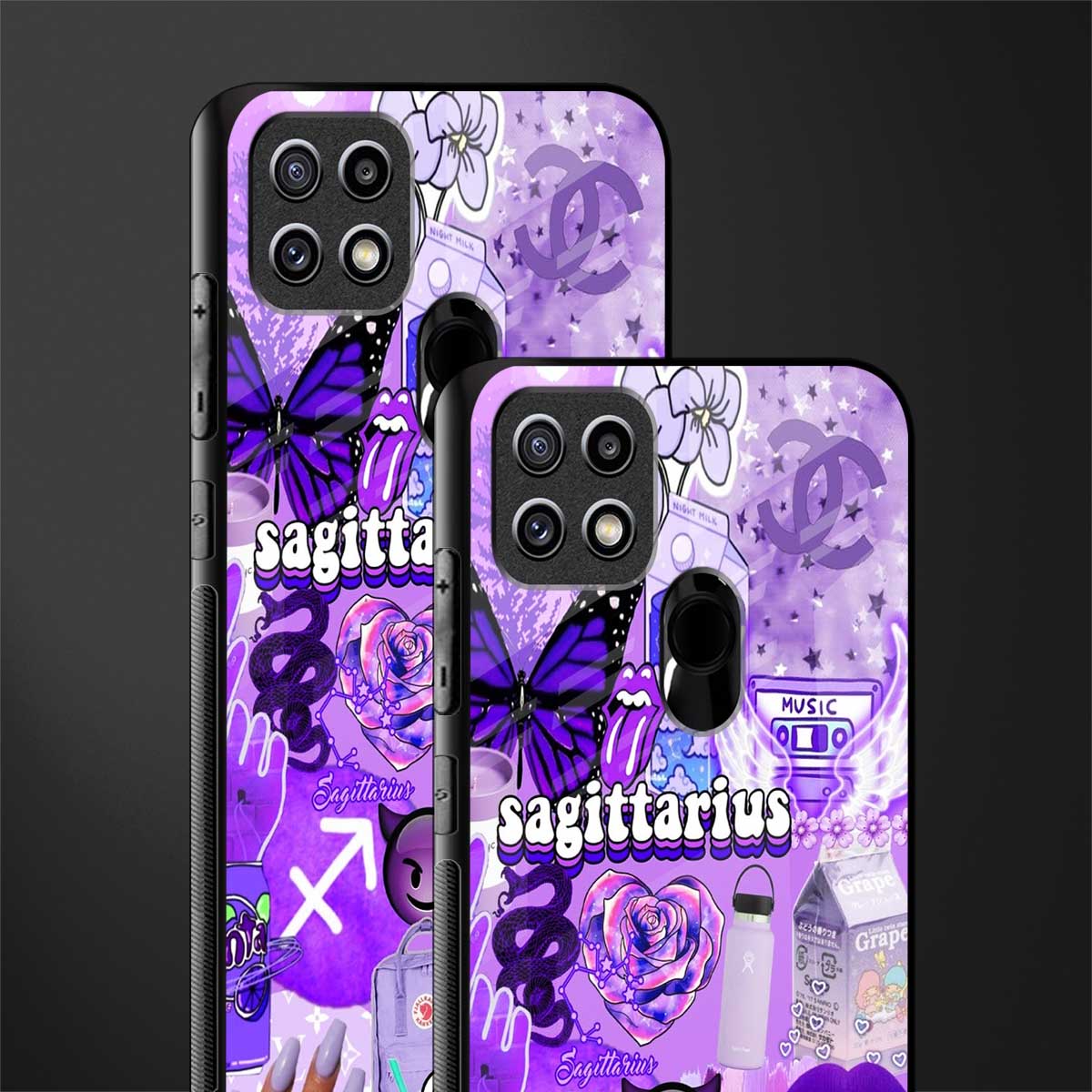 sagittarius aesthetic collage glass case for oppo a15s image-2
