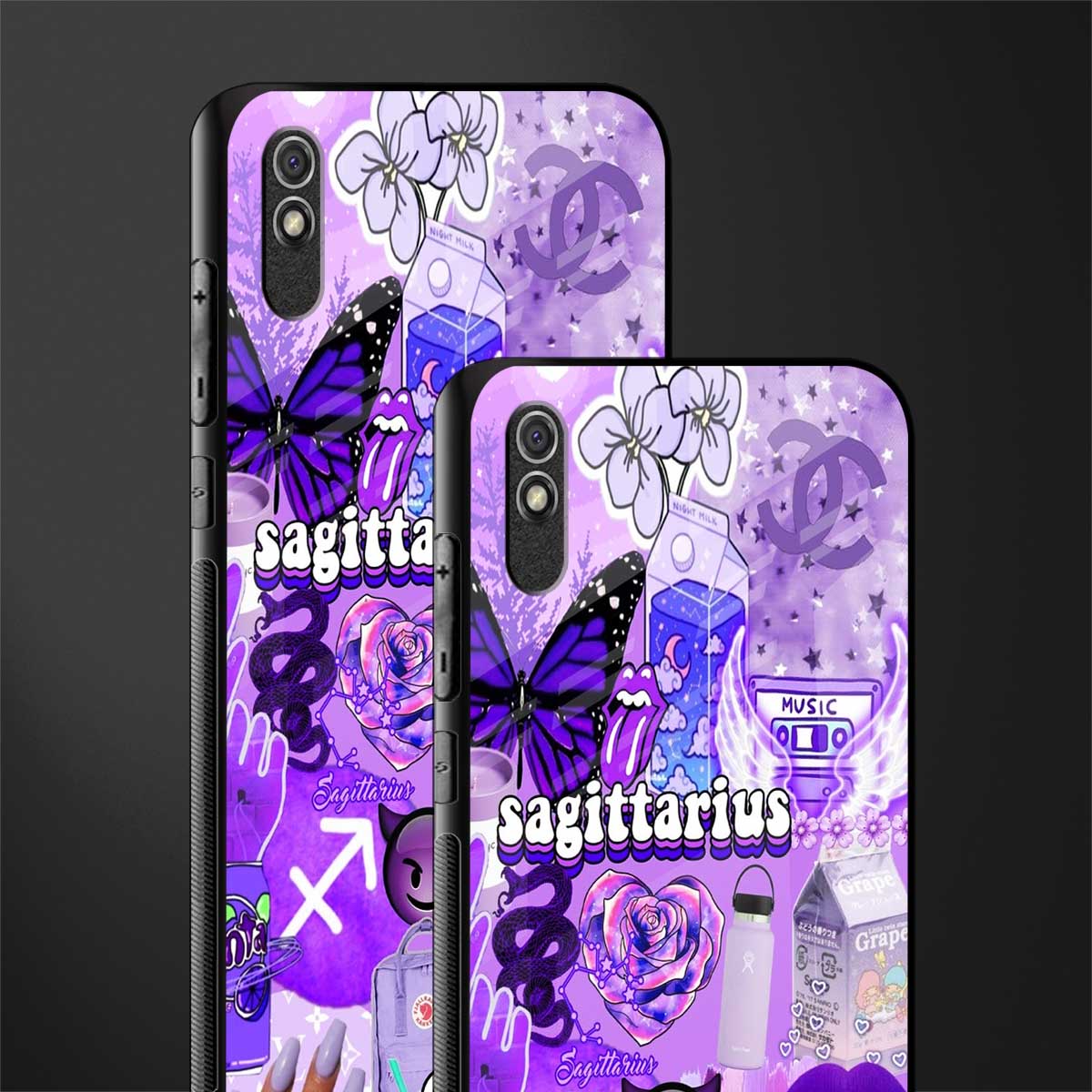 sagittarius aesthetic collage glass case for redmi 9a image-2