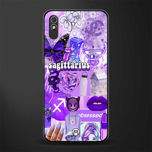 sagittarius aesthetic collage glass case for redmi 9i image