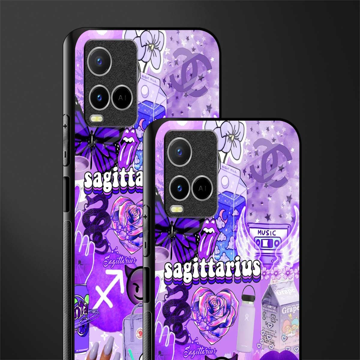 sagittarius aesthetic collage glass case for vivo y33s vivo y33t image-2