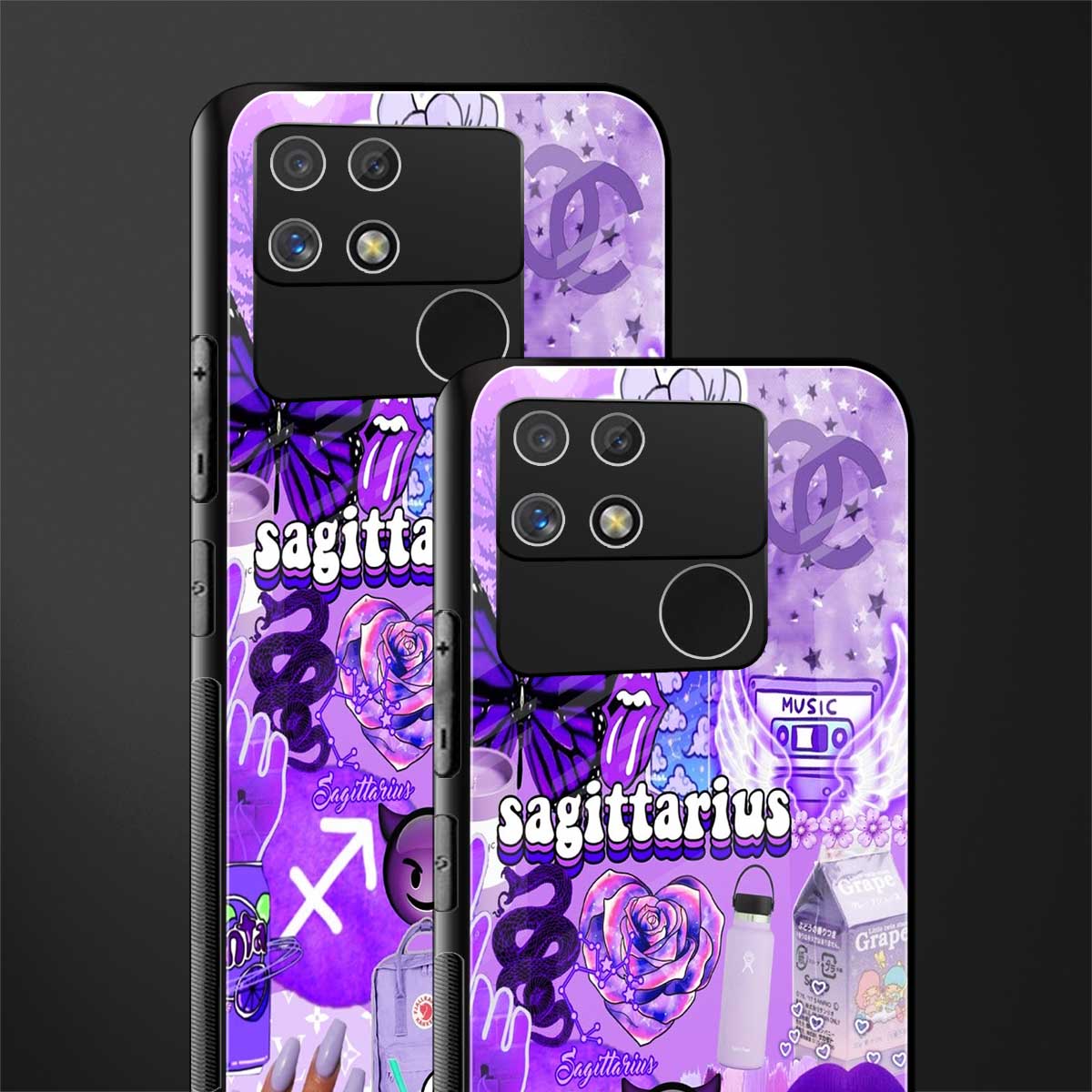 sagittarius aesthetic collage back phone cover | glass case for realme narzo 50a