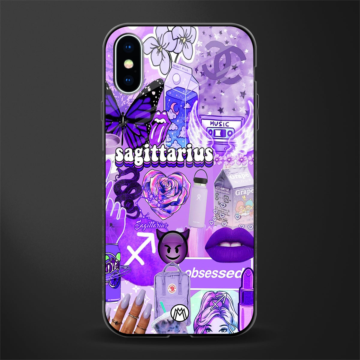 sagittarius aesthetic collage glass case for iphone x image