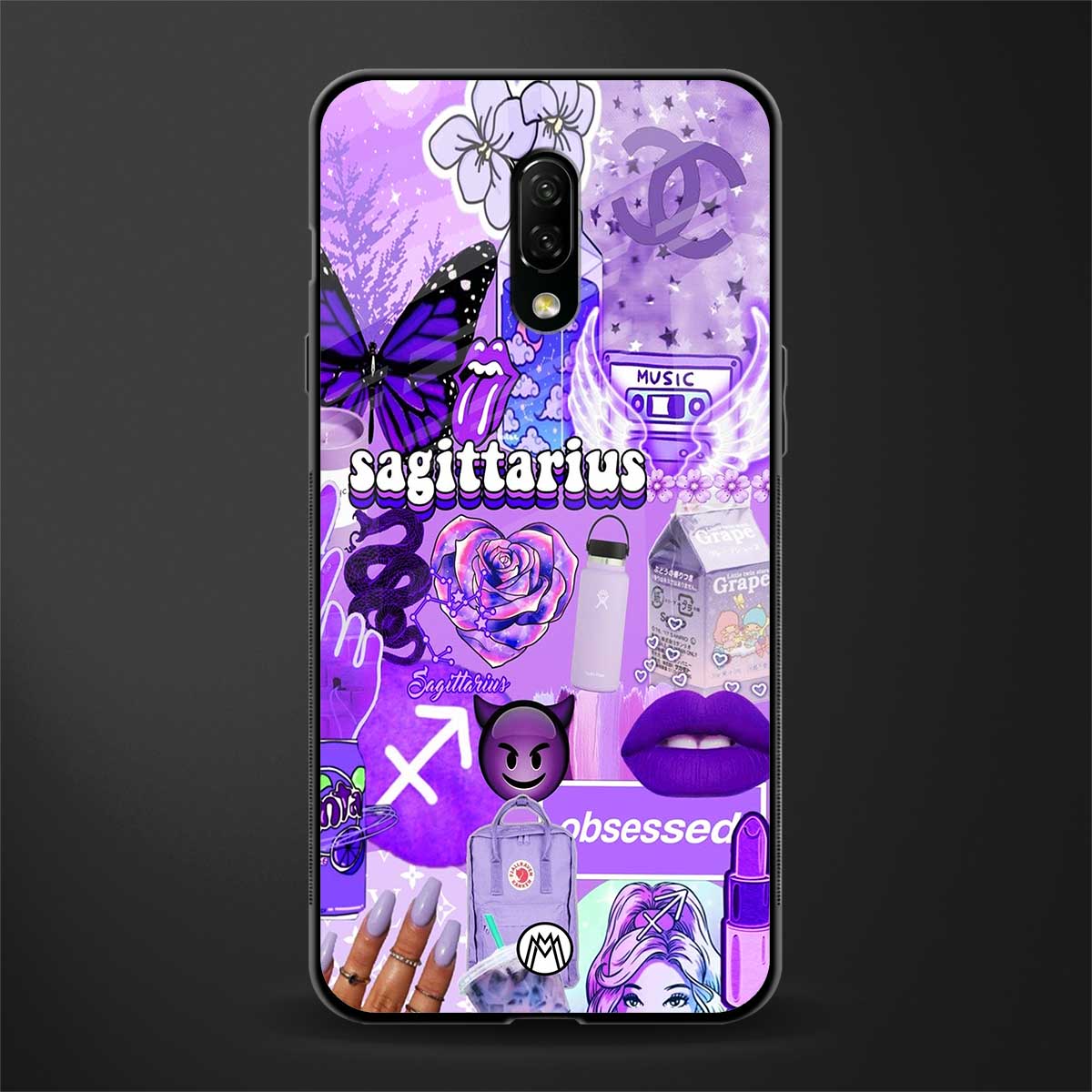 sagittarius aesthetic collage glass case for oneplus 7 image