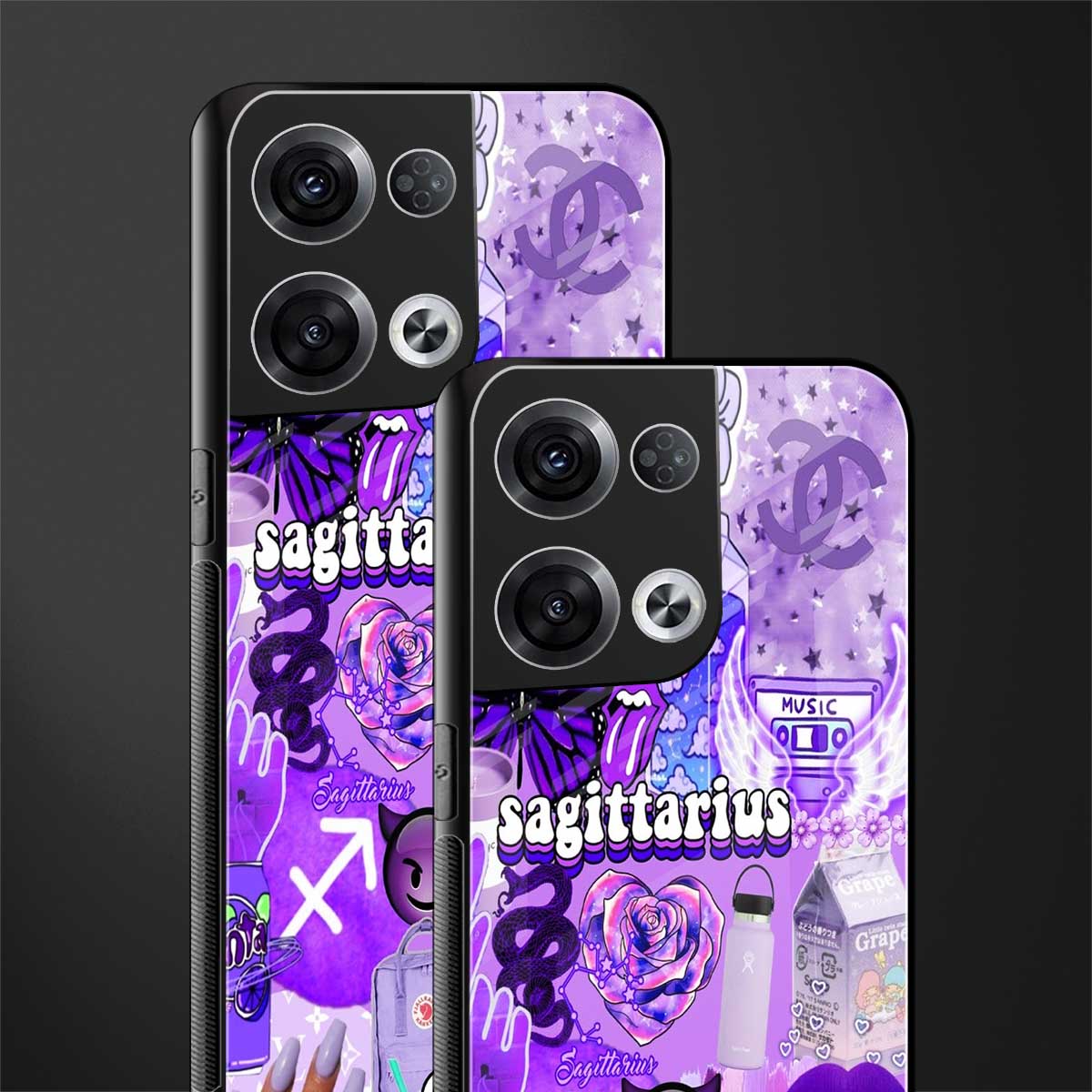 sagittarius aesthetic collage back phone cover | glass case for oppo reno 8 pro