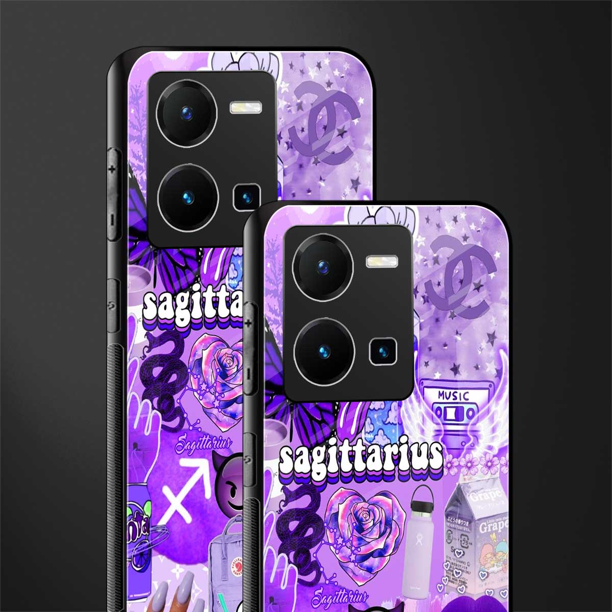 sagittarius aesthetic collage back phone cover | glass case for vivo y35 4g