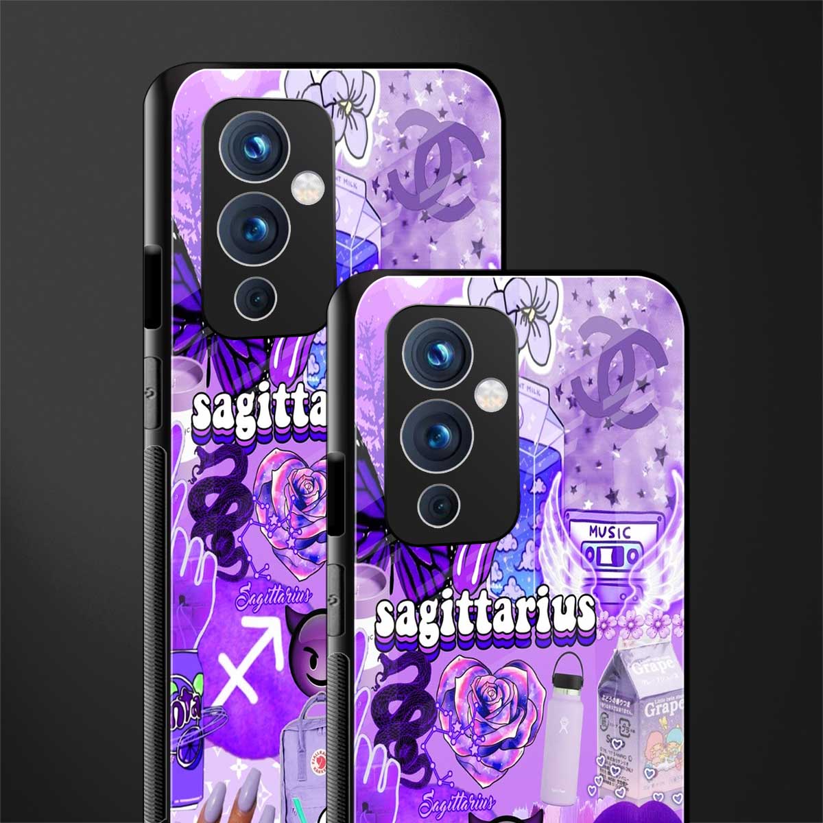 sagittarius aesthetic collage back phone cover | glass case for oneplus 9