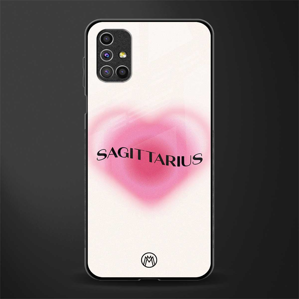 sagittarius minimalistic glass case for samsung galaxy m31s image