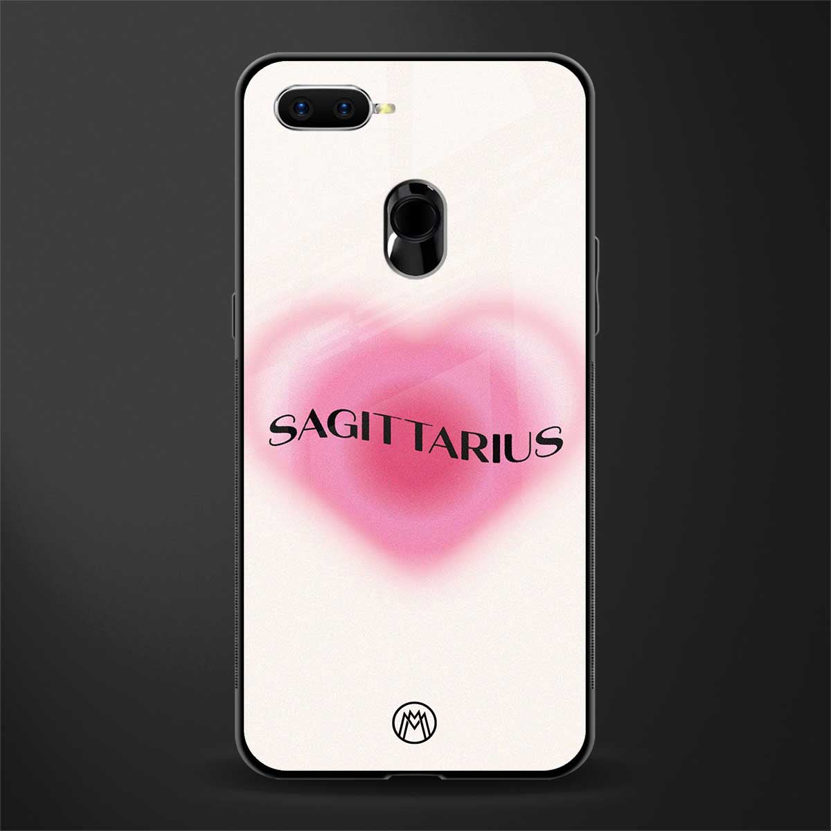 sagittarius minimalistic glass case for oppo a7 image