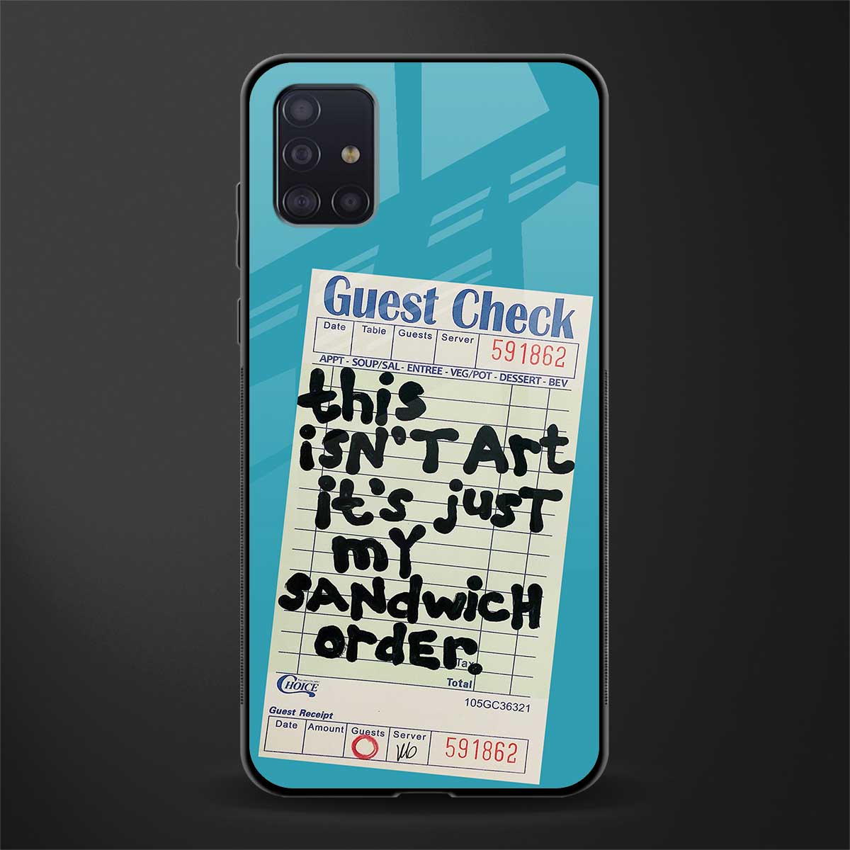 sandwich order glass case for samsung galaxy a71 image