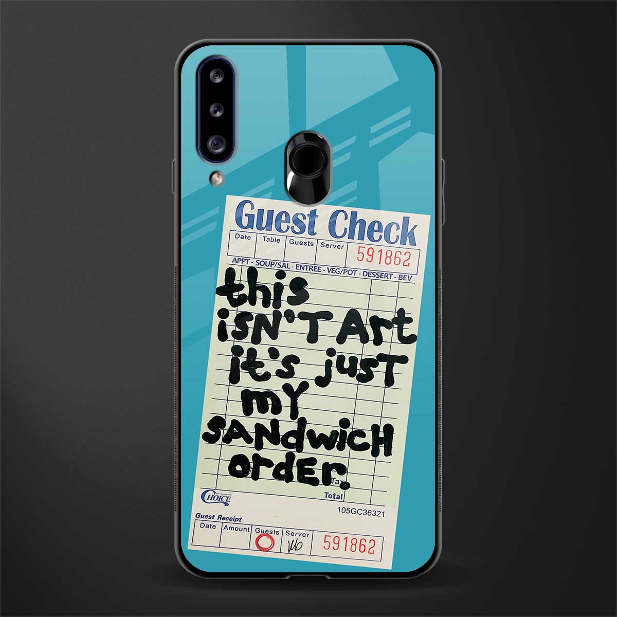 sandwich order glass case for samsung galaxy a20s image