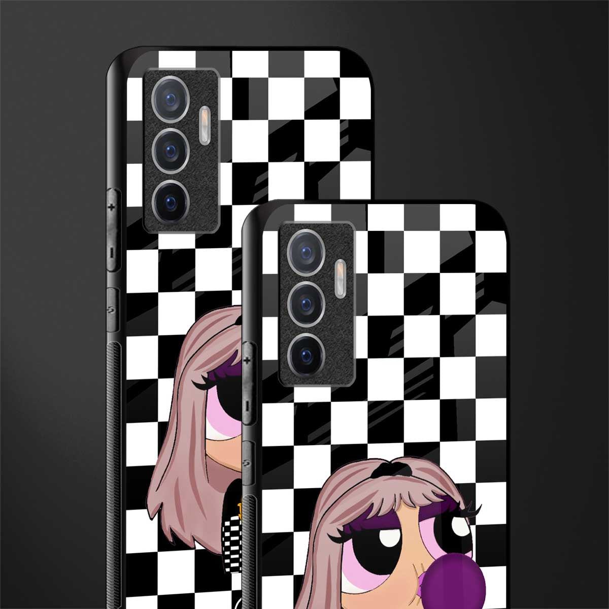 sassy chic powerpuff girls glass case for vivo v23e image-2