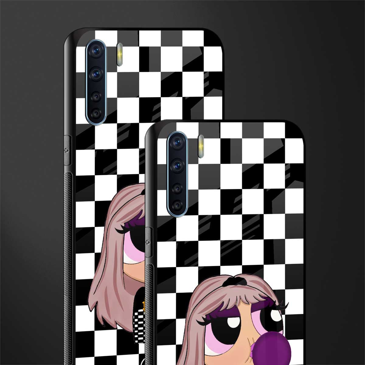 sassy chic powerpuff girls glass case for oppo f15 image-2