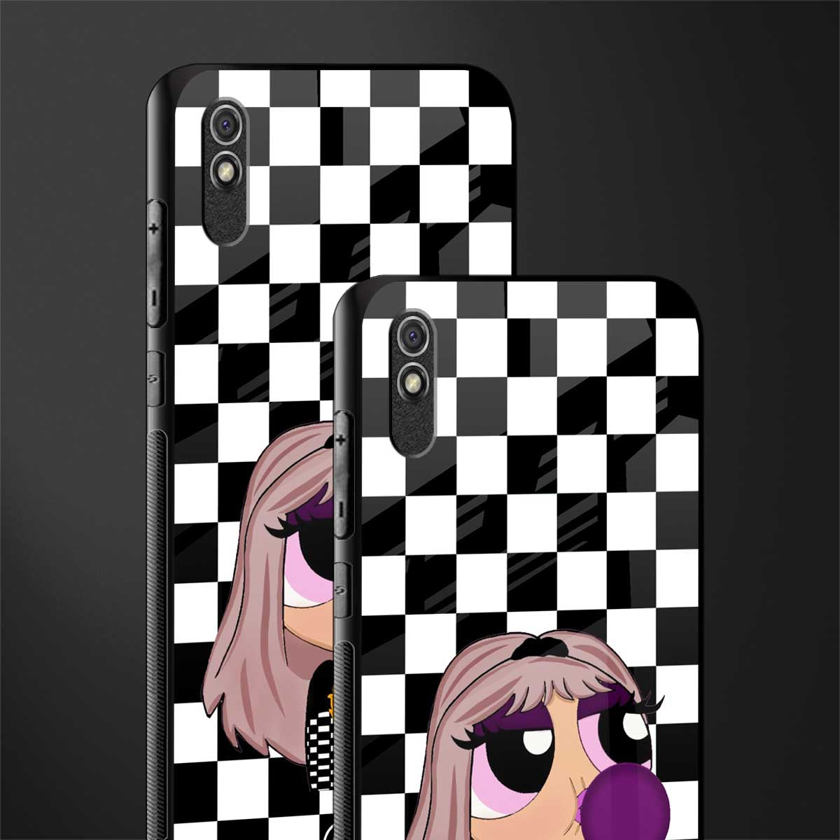 sassy chic powerpuff girls glass case for redmi 9a image-2