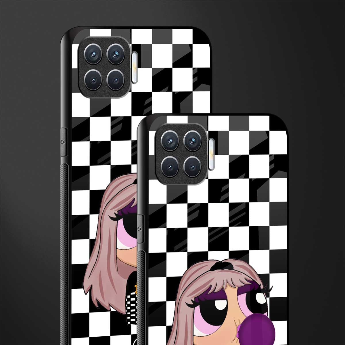 sassy chic powerpuff girls glass case for oppo f17 pro image-2